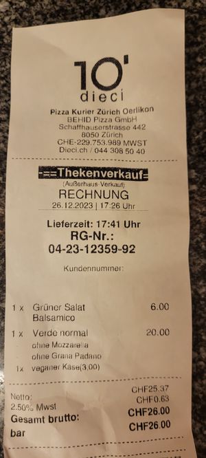 #Veganuary at Dieci Pizza - Schaffhauserstrasse in Zurich