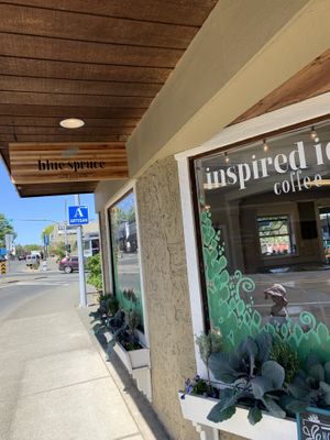 Across from the theatre  at Blue Spruce Ice Cream in Courtenay