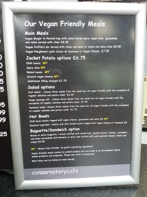 Vegan menu at St John's Garden Centre in Barnstaple