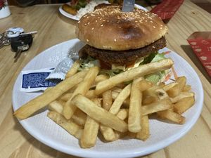 Vegetarian Hamburger  at La Amistad in Monteverde
