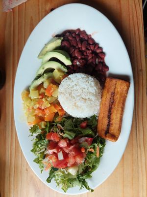 Vegan casado, about 5500 colones at La Amistad in Monteverde