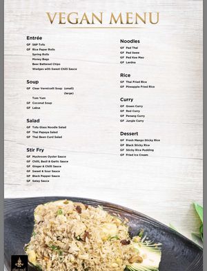 This is the vegan menu. They definitely have lots of options available. at Thai Rock in Prairiewood