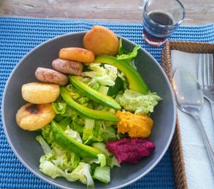 3 different types of falafel and hummus with salad at Pumpkin and Beetroot in Ubud