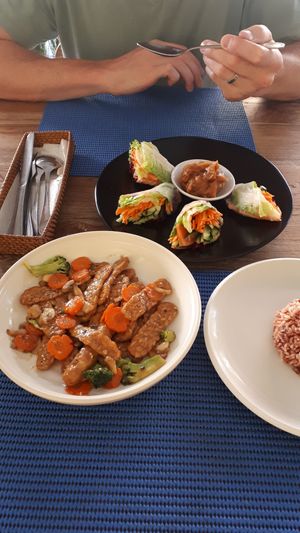 Summer rolls and teriyaki tempe at Pumpkin and Beetroot in Ubud