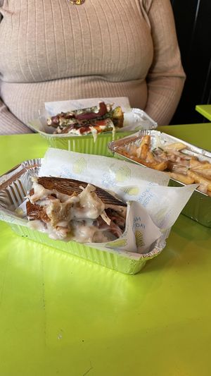 Vegan truffly sandwich, veganissimo and vegan cheese fries  at V Temple Bar in Dublin