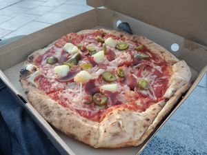 Hawaiian with added jalapeños at V Temple Bar in Dublin