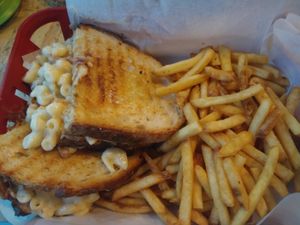 Vegan macdaddy melt with fries at V Temple Bar in Dublin