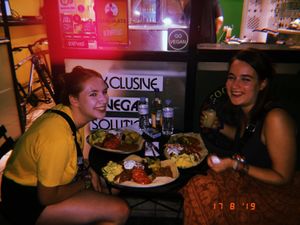 this is the third time of us eating here in a week and as you can see we still enjoy it very much!🌞😊 at Roots Foods and Culture in Athens