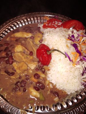 Red Peas Stew alongside White Basmati #JamaicaJamaica 🇯🇲💛💗💚🇯🇲 at Roots Foods and Culture in Athens