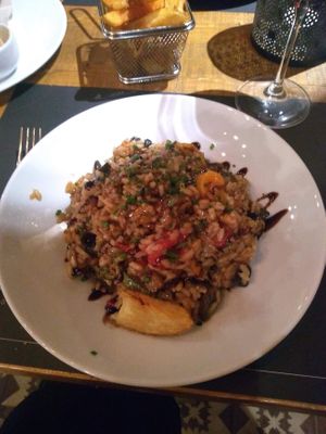 Risotto with vegetables  at Roots Foods and Culture in Athens