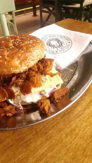 I'm not even vegan & I loved this f****** burger. Crunchy & messy! Great price less than 5euros for a massive burger. Enough for me to open an account on happy cow & write a review at Roots Foods and Culture in Athens