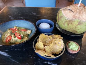Jackfruit curry + tostones  at MOTHER in Ubud