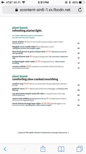 Vegan menu snapshot  at MOTHER in Ubud