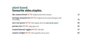 Vegan menu snapshot  at MOTHER in Ubud