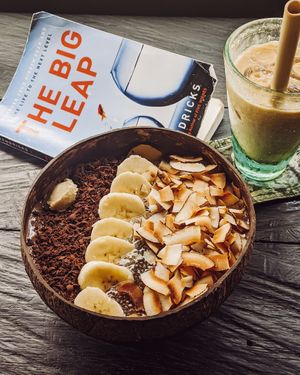 Vegan smoothie bowl and iced latte 💕 at MOTHER in Ubud