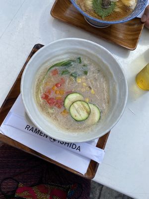 Vegan Miso “no noodles extra veggies please" at Ramen Ishida in New York City