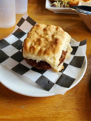 Plant based sausage buscuit at Press on Monmouth in Newport