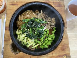 Bibimbap before it's mixed at K Fresh in Everett