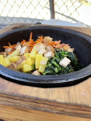 Hot stone rice bowl with vegan beef  at K Fresh in Everett