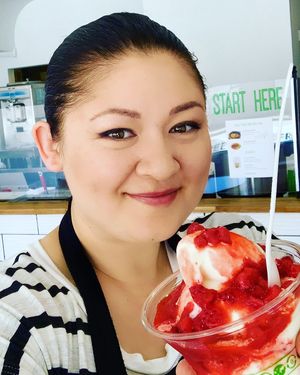 Soft serve with strawberries at K Fresh in Everett