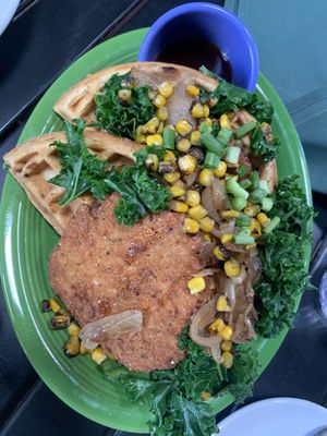 Chick’n and waffles  at Native Foods in Palm Springs