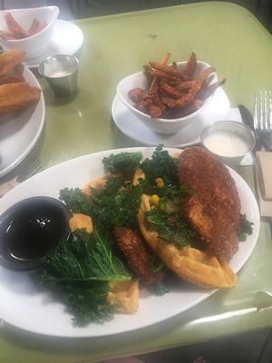 The chicken and waffles at Native Foods in Palm Springs
