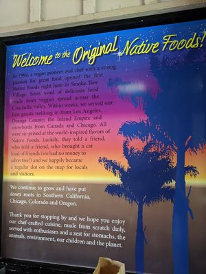Welcome at Native Foods in Palm Springs