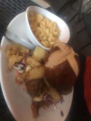 Brisket burger with Mac n cheese at Native Foods in Palm Springs