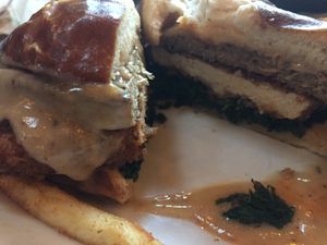 “chicken” sandwich with gravy - just okay at Native Foods in Palm Springs