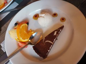 Chocolate and orange tart at The Arisaig Hotel in Arisaig