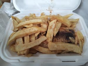 Vegan haggis supper. at The Kent Fish & Chip Shop in Glasgow