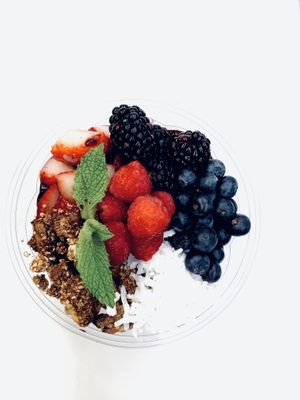 The “Maqui” bowl. The Maqui berry has more antioxidants then the açaí berry. This smoothie bowl is topped with fresh fruit, granola and coconut flakes.  at MIGHTY LOVE FOOD in Boston