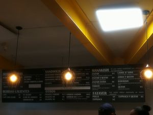 Menu board at Hasbi in San Andres