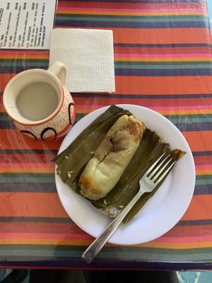 Tamal de verduras  at Yo'o Moc in San Cristobal De Las Casas