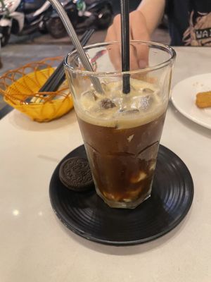 Iced milk coffee (confirmed with staff the condensed ‘milk’ was vegan)  at Loving Vegan in Da Nang