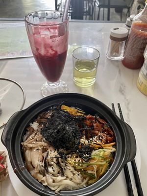 Bibimbap. Beetroot and carrot juice. Deeeeeeelicious!  at Loving Vegan in Da Nang