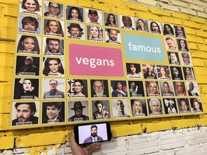 Wall of famous vegans (some need to be replaced)   at Loving Vegan in Da Nang