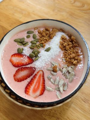 Strawberry smoothie bowl (50.000 VND)  at Loving Vegan in Da Nang