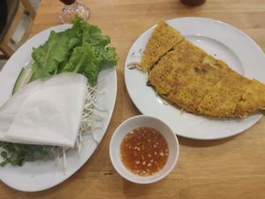 Vegan Vietnamese omelet at Loving Vegan in Da Nang