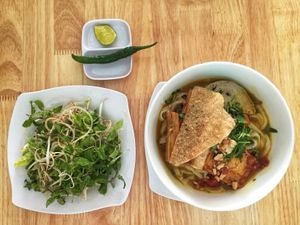 Special local noodles at Loving Vegan in Da Nang