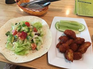 Gyro (left) and cauliflower tempura (soooo tasty, must try!) at Loving Vegan in Da Nang