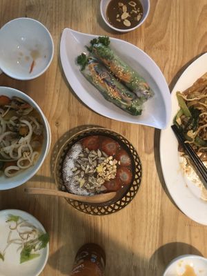 summer rolls, cacao smoothie bowl at Loving Vegan in Da Nang