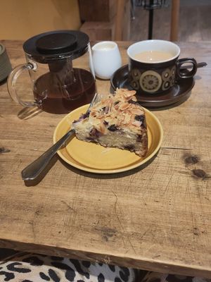Blueberry almond cake (gluten free) at Green Earth in Bedford