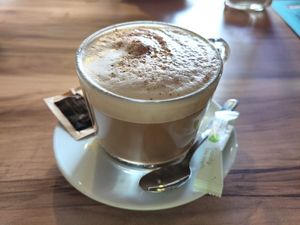 Cappucino at EnVie Vegan in Geneva