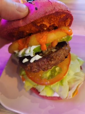 Inside view of Big Mex burger! at EnVie Vegan in Geneva