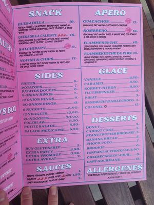 Menu at EnVie Vegan in Geneva