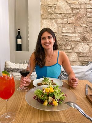 Orange salad & chickpea croquettes   at Piato in Crete