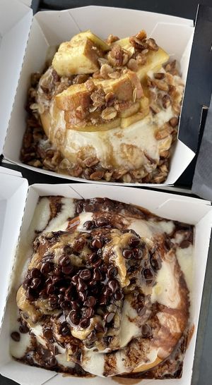 Cookie Monster and Caramel Apple Pie rolls   at Cinnaholic in Gilbert