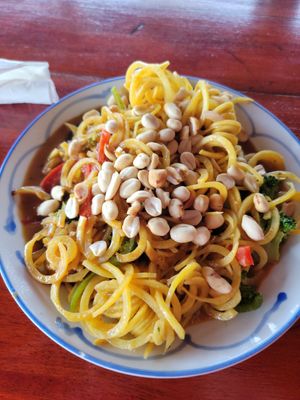 Thai Sweet Potatoe noodle dish at Cafe Escondido in Roatan