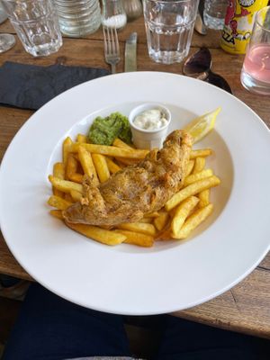 Vish and chips at Tansy's Pantry in Godshill